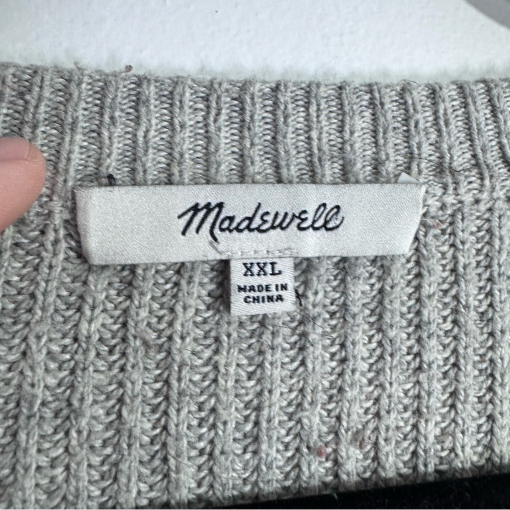 Madewell Striped Ribbed Knit Sweater XXL Pocket Crewneck Oversized - Picture 4 of 6